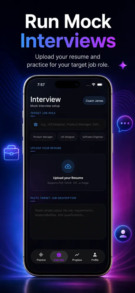 PrepMeTalk AI: Speaking Coach screenshot 6 — mobile app interface built with Flutter
