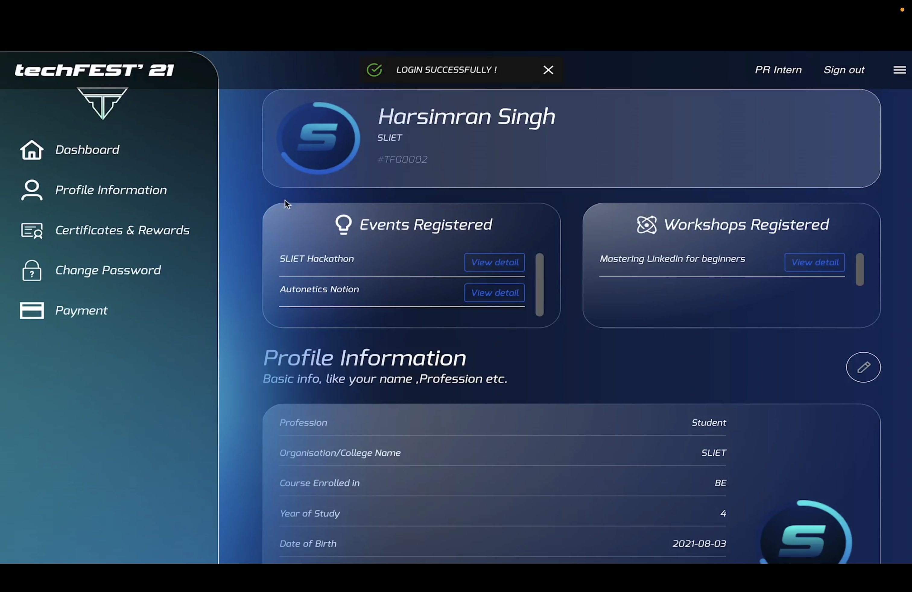 TechFest SLIET Website screenshot 3