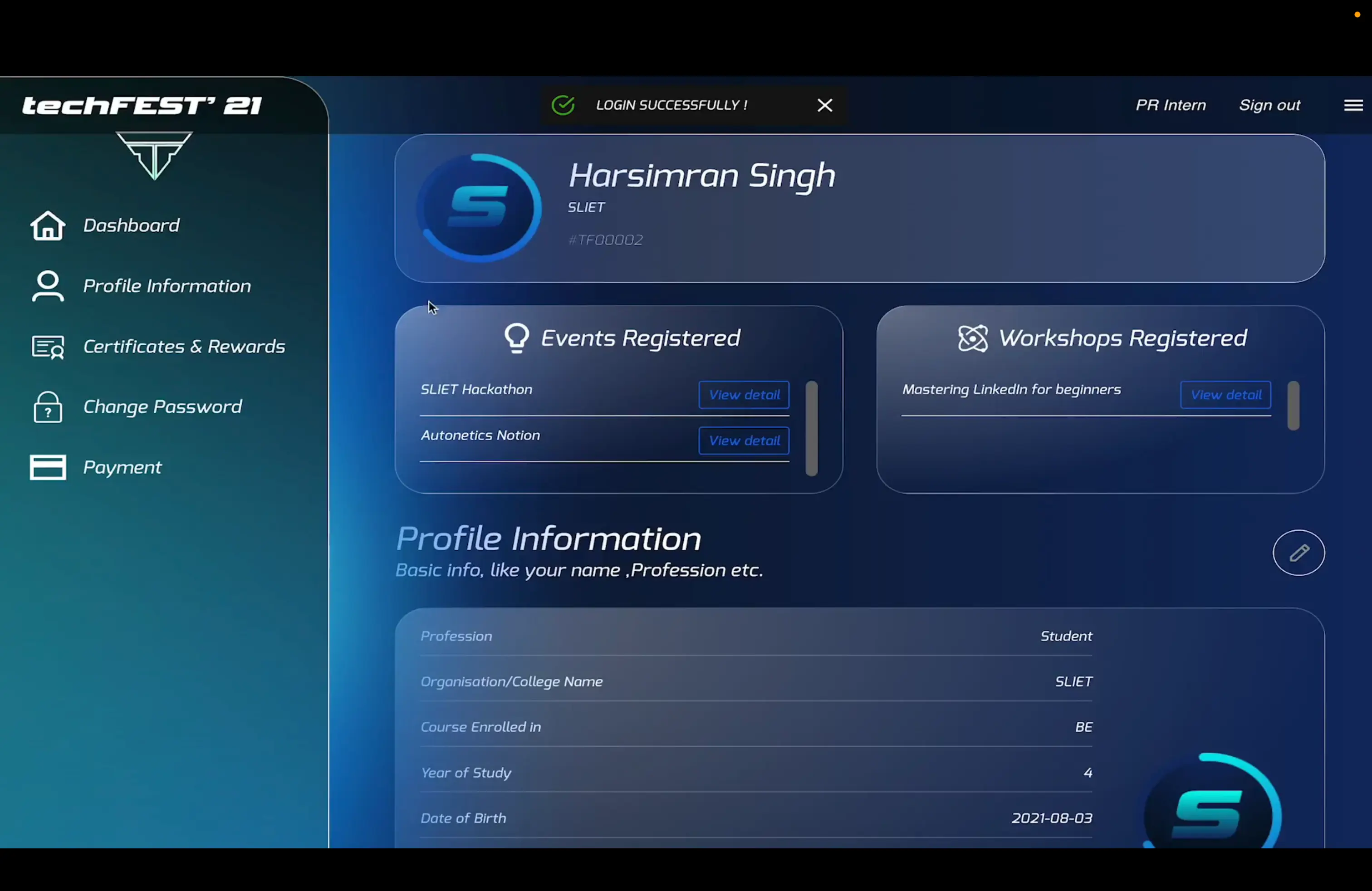 TechFest SLIET Website screenshot 3